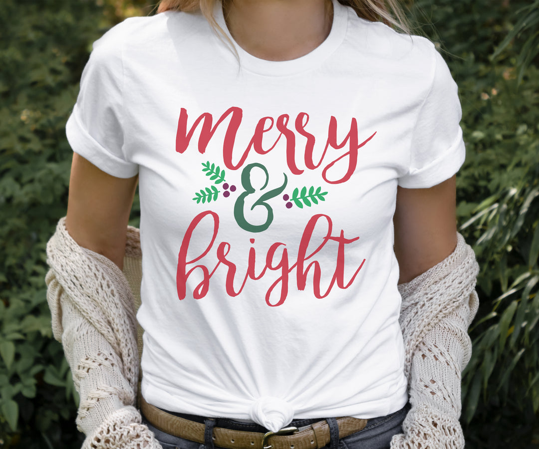 Merry and Bright Ladies' Christmas T-Shirt