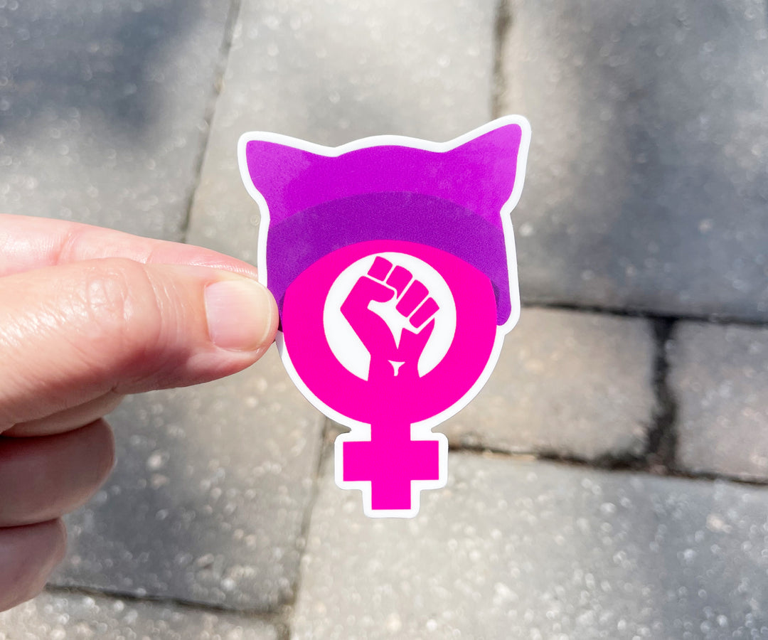 Radical Feminist in a Kitty Cat Hat Sticker