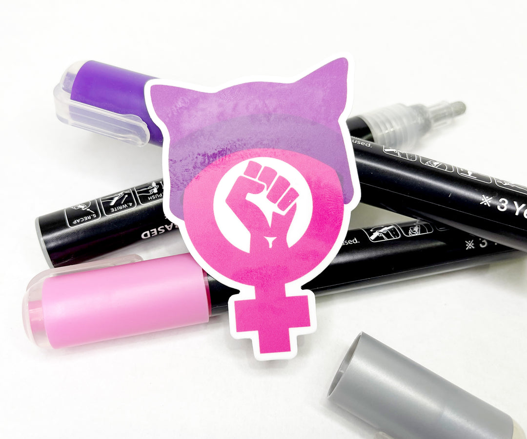 Radical Feminist in a Kitty Cat Hat Sticker