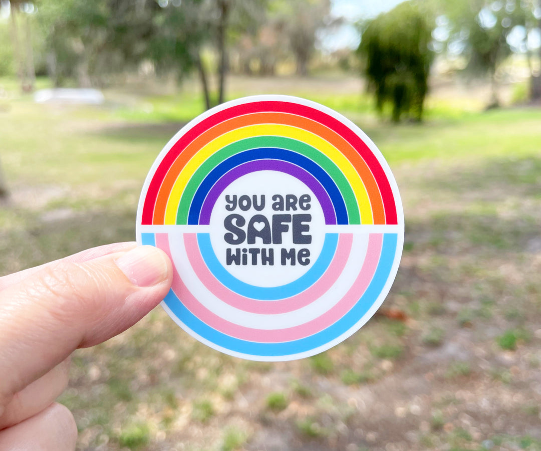 You Are Safe With Me Rainbow Flag Sticker