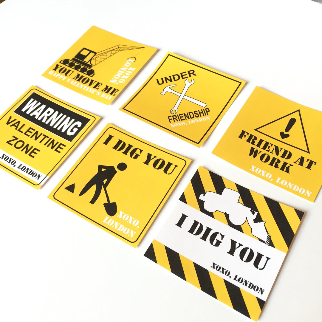 Construction Valentines Cards