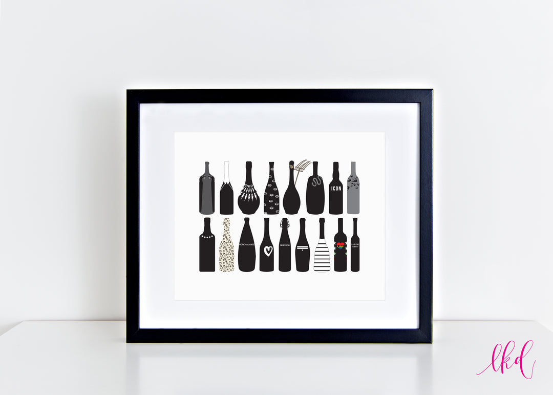 Wine Bottle Wardrobe Art Print