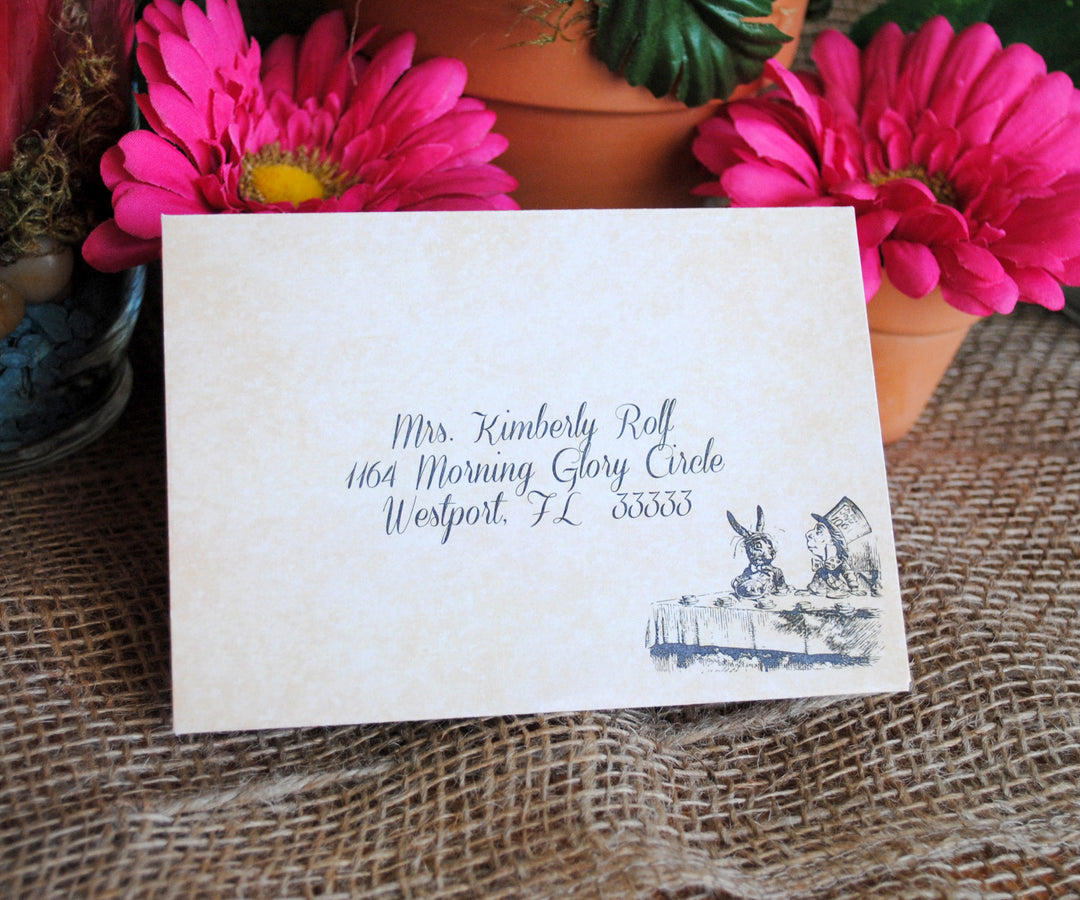 Mad Hatter Wonderland Tea Party Envelope Invitation