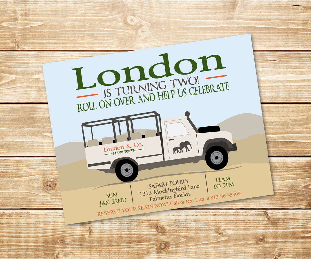 Safari Truck Birthday Invitation