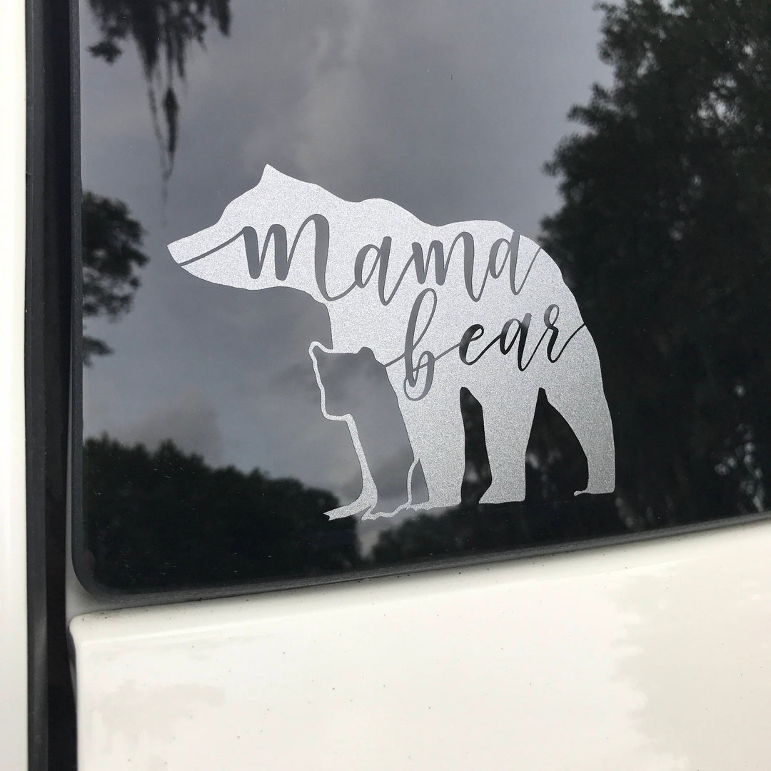 Mama (Momma) Bear Etched Glass Sticker
