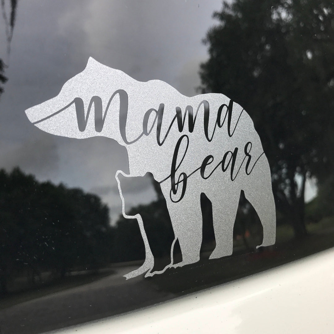 Mama (Momma) Bear Etched Glass Sticker