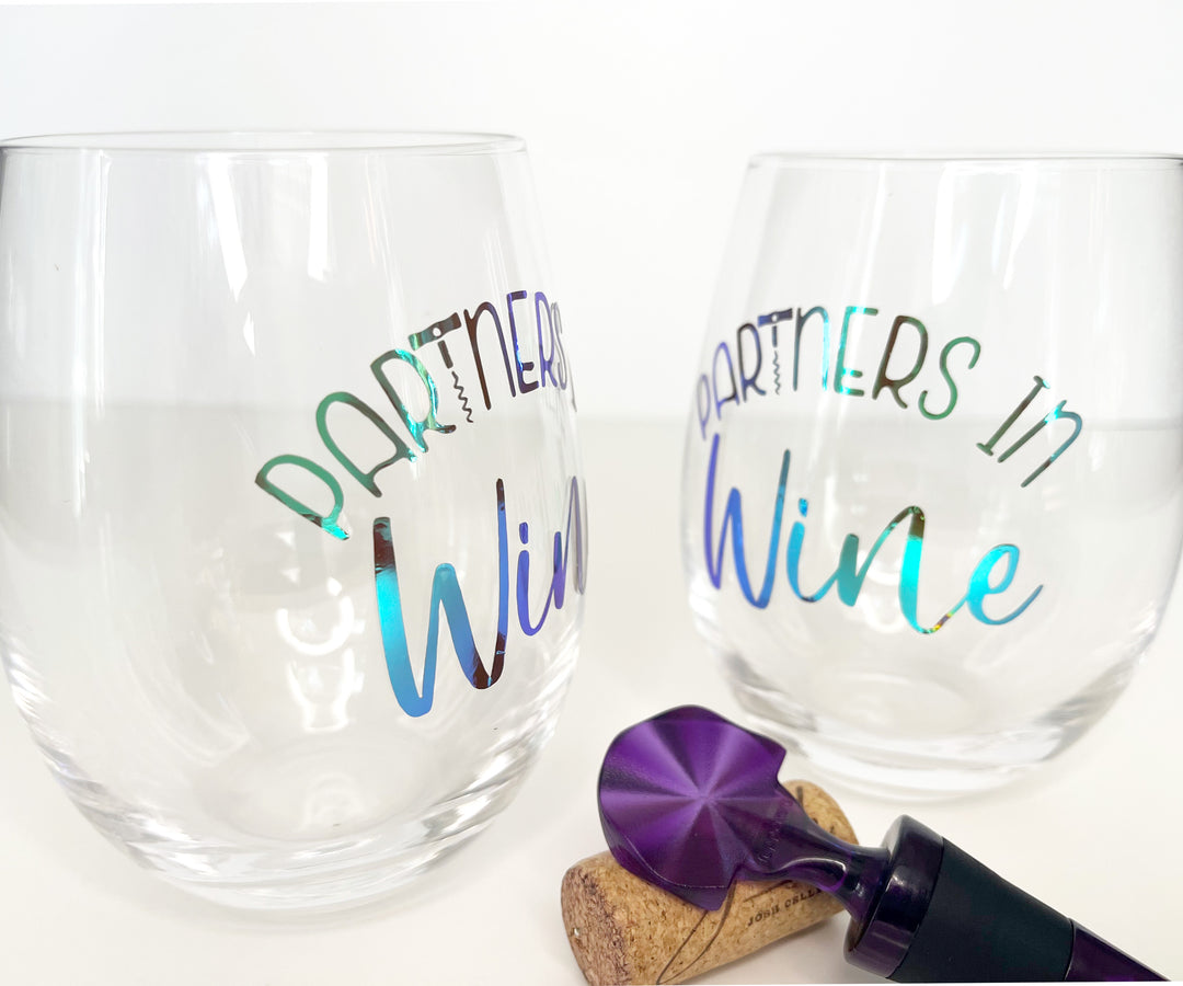 Set of 2 Partners In Wine Stemless Glasses