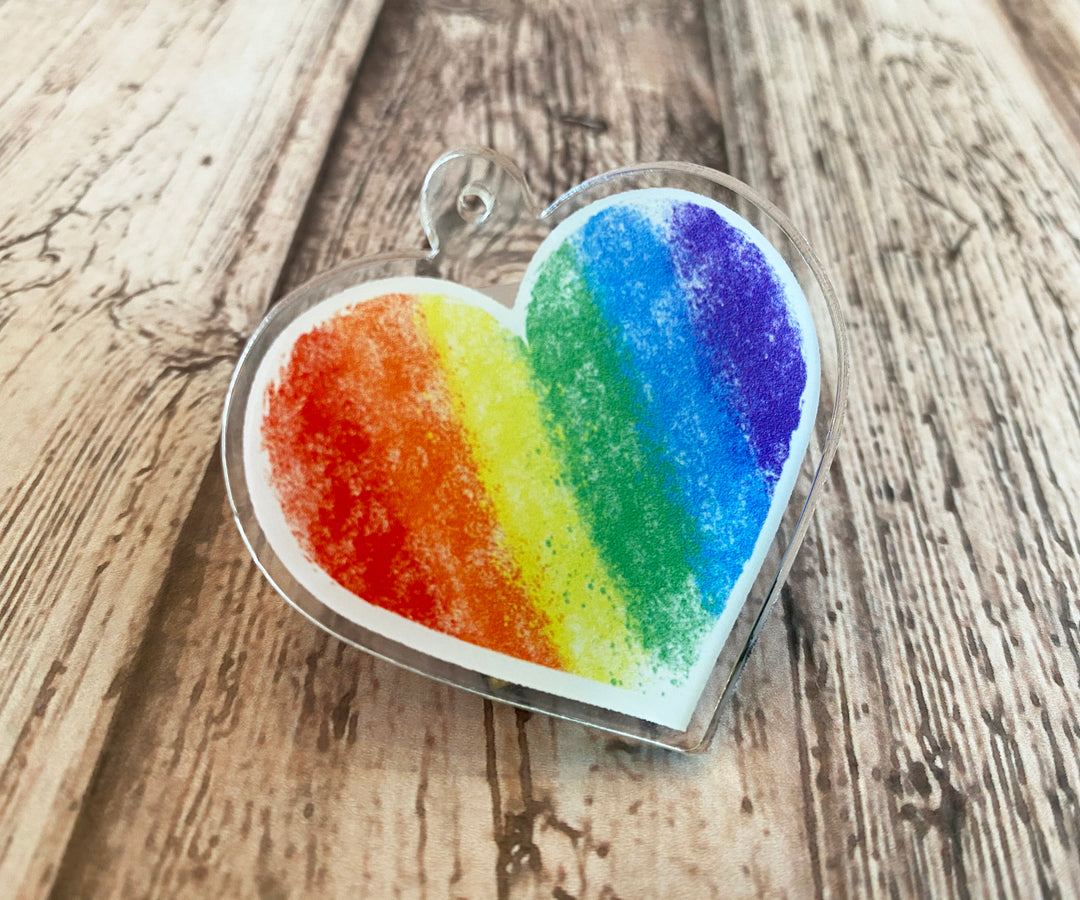 Rainbow Heart Keychain