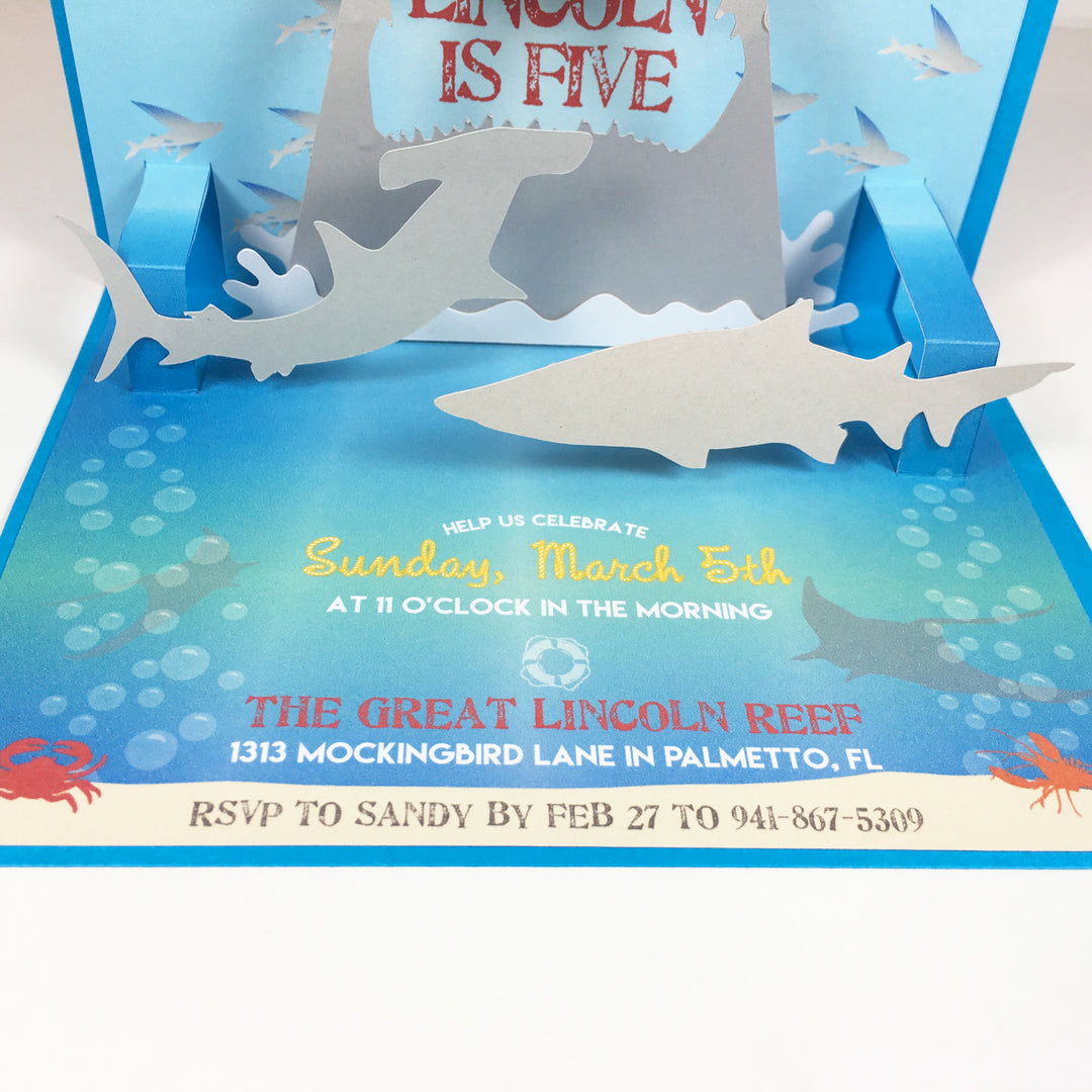Under the Sea Shark Popup 3D Invitation